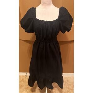 Dizzy Lizzy Black Cottagecore Tiered Milkmaid Dress Puff Sleeve Size L